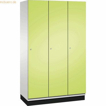 4059369447458 - CAMBIO Garderobenschrank mit Stahlblech-Türen 3 Abteile Breite 1200 mm Korpus lichtgrau Tür viridingrün 4059369447458 - CAMBIO Garderobenschrank mit Stahlblech-Türen 3 Abteile Breite 1200 mm Korpus lichtgrau Tür viridingrün