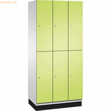 4059369448387 - CAMBIO Fächerschrank mit Garderobenstange 6 Fächer Korpus lichtgrau   Tür viridingrün Breite 900 mm