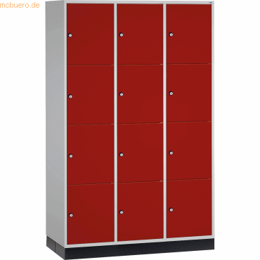 4059369914653 - INTRO Stahl-Schließfachschrank Fachhöhe 435 mm BxT 1220 x 600 mm 12 Fächer Korpus lichtgrau Türen rubinrot 4059369914653 - INTRO Stahl-Schließfachschrank Fachhöhe 435 mm BxT 1220 x 600 mm 12 Fächer Korpus lichtgrau Türen rubinrot