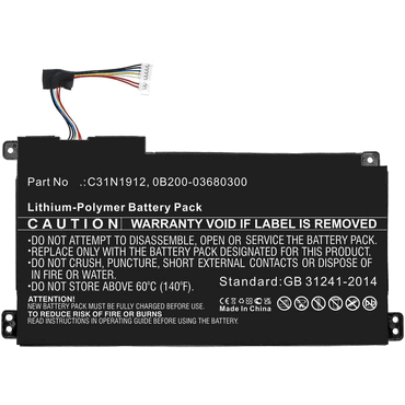 4059612670343 - Akku für Asus C31N1912 Li-Pol 1155 Volt 3400 mAh schwarz