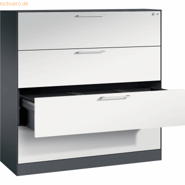 4060061311497 - Hängeregistraturschrank ASISTO Breite 1200 mm mit 4 Schüben schwarzgrau lichtgrau 4060061311497 - Hängeregistraturschrank ASISTO Breite 1200 mm mit 4 Schüben schwarzgrau lichtgrau
