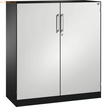 4060061311947 - Flügeltürenschrank ASISTO Höhe 1292 mm Breite 1200 mm 2 Fachböden schwarzgrau lichtgrau C+P