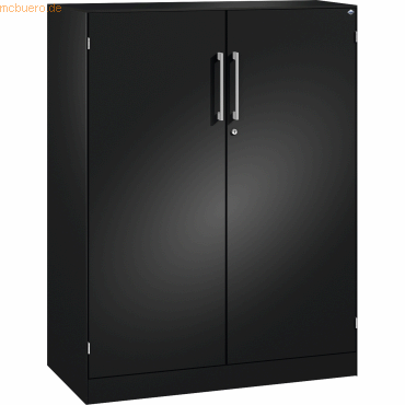 4060061312005 - Flügeltürenschrank ASISTO Höhe 1292 mm Breite 1000 mm 2 Fachböden schwarzgrau schwarzgrau C+P