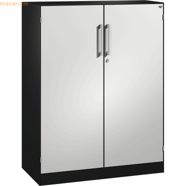 4060061312012 - Flügeltürenschrank ASISTO Höhe 1292 mm Breite 1000 mm 2 Fachböden schwarzgrau lichtgrau C+P
