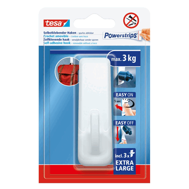 4063565403484 - tesa® Klebehaken Extra Large selbstklebend 3 kg Haltekraft wiederverwendbar weiß Rechteck 4063565403484 - tesa® Klebehaken Extra Large selbstklebend 3 kg Haltekraft wiederverwendbar weiß Rechteck