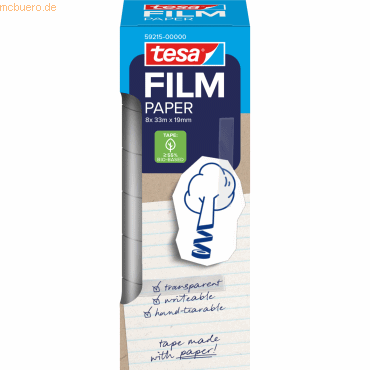 4063565479793 - tesafilm® Paper Klebefilm transparent 19 mm x 33 m leise abrollend lösungsmittelfrei 1 Rolle 4063565479793 - tesafilm® Paper Klebefilm transparent 19 mm x 33 m leise abrollend lösungsmittelfrei 1 Rolle