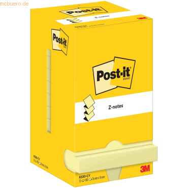 Post-it Haftnotiz Super Sticky Z-Notes 100 Blatt kanariengelb VE=12 Bl