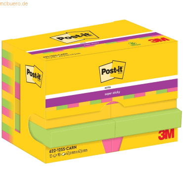 Post-it Haftnotiz Super Sticky Notes Carnival Collection 48x48mm 90 Bl