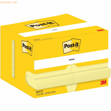 Post-it Haftnotiz Notes 51x76mm 70g/qm 100 Blatt gelb VE=12 Blöcke