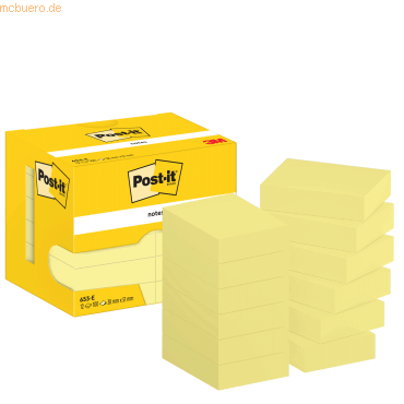 4064035065904 - POST-IT Haftnotizen 653 51 x 38 mm selbsthaftend wiederablösbar cellophanfrei verpackt 12 x 100 Blatt gelb 4064035065904 - POST-IT Haftnotizen 653 51 x 38 mm selbsthaftend wiederablösbar cellophanfrei verpackt 12 x 100 Blatt gelb