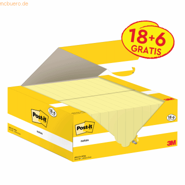 4064035128067 - Post-it Haftnotizen Kanariengelb 38 x 51 mm Packung mit 24 Blöcken à 100 Blatt Value Pack 18+6 GRATIS 4064035128067 - Post-it Haftnotizen Kanariengelb 38 x 51 mm Packung mit 24 Blöcken à 100 Blatt Value Pack 18+6 GRATIS
