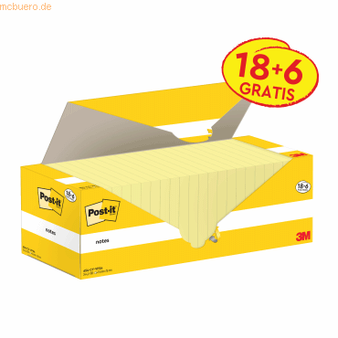 4064035128081 - Post-it Haftnotizen 127 x 76 mm Kanariengelb Packung mit 24 Blöcken à 100 Blatt Value Pack 18+6 GRATIS 4064035128081 - Post-it Haftnotizen 127 x 76 mm Kanariengelb Packung mit 24 Blöcken à 100 Blatt Value Pack 18+6 GRATIS