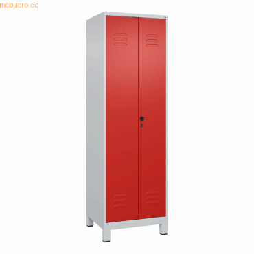 4066681617575 - Putzmittelschrank Classic Plus 080110-00-S10002 lichtgrau verkehrsrot 600 x 500 x 1950 cm aufgebaut 4066681617575 C+P-Möbel