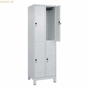 4066681620032 - Doppelstock-Spind Classic PLUS 2 Abteile lichtgrau HxB 1950 x 600 mm mit Füßen Drehriegel C+P 4066681620032 - Doppelstock-Spind Classic PLUS 2 Abteile lichtgrau HxB 1950 x 600 mm mit Füßen Drehriegel C+P