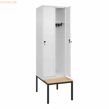4066681743786 - Spind Classic PLUS Sitzbank 2 Abteile verkehrsweiß B 600 mm Sicherheits-Drehriegel untergebaut Buche-Hartholz 4066681743786 - Spind Classic PLUS Sitzbank 2 Abteile verkehrsweiß B 600 mm Sicherheits-Drehriegel untergebaut Buche-Hartholz