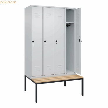 4066681745377 - Spind Classic PLUS Sitzbank 4 Abteile lichtgrau B 1200 mm Sicherheits-Drehriegel untergebaut Buche-Hartholz C+P 4066681745377 - Spind Classic PLUS Sitzbank 4 Abteile lichtgrau B 1200 mm Sicherheits-Drehriegel untergebaut Buche-Hartholz C+P
