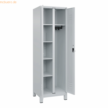 4067521054130 - Putzmittelspind Classic PLUS 1 Abteil Trennwand mittig lichtgrau B 600 mm mit Füßen Drehriegel C+P 4067521054130 - Putzmittelspind Classic PLUS 1 Abteil Trennwand mittig lichtgrau B 600 mm mit Füßen Drehriegel C+P