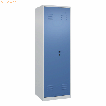 4067521331835 - Schwarz-Weiß-Spind Classic PLUS 1 Abteil lichtgrau fernblau HxB 1850 x 600 mm mit Bodengleitern Drehriegel 4067521331835 - Schwarz-Weiß-Spind Classic PLUS 1 Abteil lichtgrau fernblau HxB 1850 x 600 mm mit Bodengleitern Drehriegel