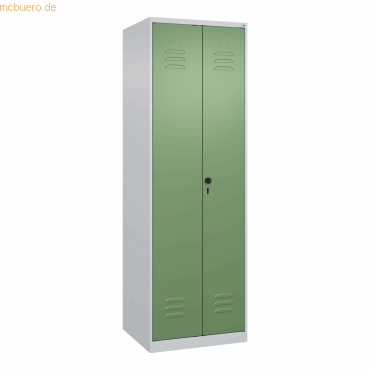 4067521332320 - Schwarz-Weiß-Spind Classic PLUS 1 Abteil lichtgrau resedagrün HxB 1850 x 600 mm mit Bodengleitern Drehriegel C+P 4067521332320 - Schwarz-Weiß-Spind Classic PLUS 1 Abteil lichtgrau resedagrün HxB 1850 x 600 mm mit Bodengleitern Drehriegel C+P