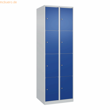 4067521350485 - 4er-Schließfachschrank Classic PLUS 2 Abteile lichtgrau   lichtblau B 600 mm 8 Fächer mit Bodengleitern
