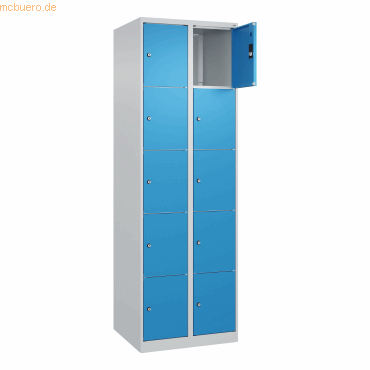 4067521350614 - 5er-Schließfachschrank Classic PLUS 2 Abteile lichtgrau lichtblau B 600 mm 10 Fächer mit Bodengleitern C+P 4067521350614 - 5er-Schließfachschrank Classic PLUS 2 Abteile lichtgrau lichtblau B 600 mm 10 Fächer mit Bodengleitern C+P