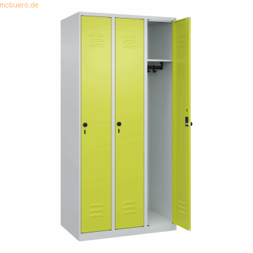 4067521351727 - Spind Classic Plus clowngrün lichtgrau 080000-30-S10009 3 Schließfächer 900 x 500 x 1850 cm 4067521351727 C+P-Möbel 4067521351727 - Spind Classic Plus clowngrün lichtgrau 080000-30-S10009 3 Schließfächer 900 x 500 x 1850 cm 4067521351727 C+P-Möbel
