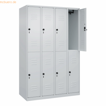 4067521358382 - Spind Classic Plus lichtgrau 080300-40-S10008 8 Schließfächer 1200 x 500 x 1850 cm 4067521358382 C+P-Möbel