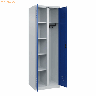 4067521360415 - Putzmittelspind Classic PLUS 1 Abteil Trennwand mittig lichtgrau enzianblau B 600 mm mit Bodengleitern Drehriegel C+P 4067521360415 - Putzmittelspind Classic PLUS 1 Abteil Trennwand mittig lichtgrau enzianblau B 600 mm mit Bodengleitern Drehriegel C+P