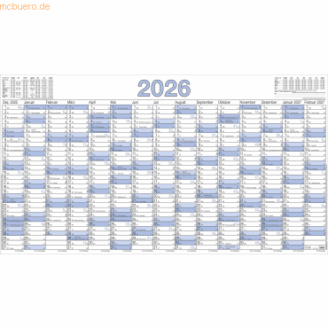 4069095001534 - Plakatkalender 917-0015 15 Monate 1 Seite 140x77cm (BxH) 2026 4069095001534 5 Stück 4069095001534 - Plakatkalender 917-0015 15 Monate 1 Seite 140x77cm (BxH) 2026 4069095001534 5 Stück