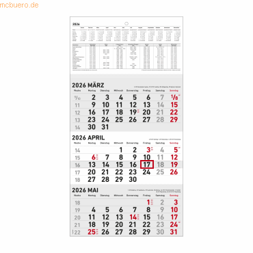4069095001596 - Dreimonatskalender 951 237x45cm rot schwarz 2026 4069095001596 - Dreimonatskalender 951 237x45cm rot schwarz 2026