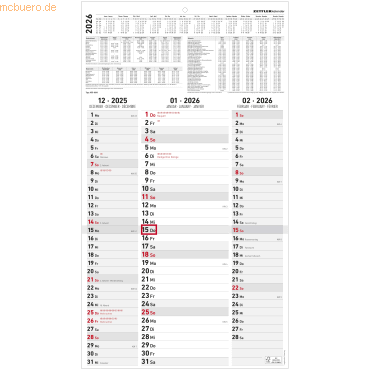 4069095001633 - Dreimonatskalender Streifenplaner 955 33x588cm 2026 4069095001633 - Dreimonatskalender Streifenplaner 955 33x588cm 2026