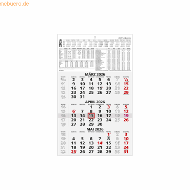 4069095001640 - 3-Monatskalender 956 295x49cm 2026 4069095001640 - 3-Monatskalender 956 295x49cm 2026