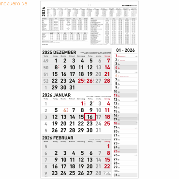 4069095001664 - 3-Monatskalender Kombiplaner 33x588cm 2026 4069095001664 - 3-Monatskalender Kombiplaner 33x588cm 2026