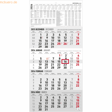 4069095001718 - Viermonatskalender 960 30x628cm 2026 4069095001718 - Viermonatskalender 960 30x628cm 2026