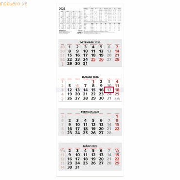4069095001732 - Viermonatskalender 964 33x85cm 2026 4069095001732 - Viermonatskalender 964 33x85cm 2026