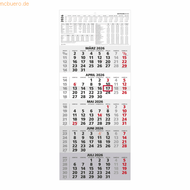 4069095001749 - Fünfmonatskalender 971 30x718cm 2026 4069095001749 - Fünfmonatskalender 971 30x718cm 2026