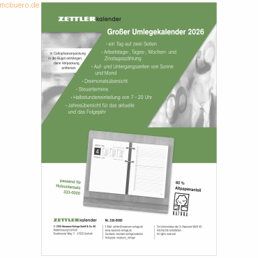 4069095007581 - Umlegekalender 338 1 Tag 2 Seiten 105x142cm 2026 4069095007581 - Umlegekalender 338 1 Tag 2 Seiten 105x142cm 2026