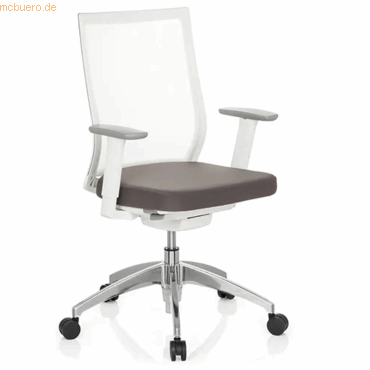 4251084660529 - Profi Bürostuhl ASPEN WHITE Stoff Netzstoff mit Armlehnen (höhenverstellbar) hjh OFFICE 4251084660529 - Profi Bürostuhl ASPEN WHITE Stoff Netzstoff mit Armlehnen (höhenverstellbar) hjh OFFICE