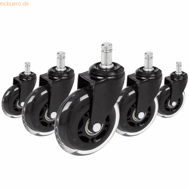 4251084661816 - 5x ROLO SKATE ST 11mm 75mm Hartböden - Stuhlrollen Schwarz Transparent 4251084661816 - 5x ROLO SKATE ST 11mm 75mm Hartböden - Stuhlrollen Schwarz Transparent