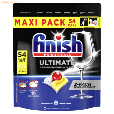 4251758412874 - POWERBALL ULTIMATE All in 1 Citrus Spülmaschinentabs 4251758412874 Calgonit finish 54 Stück 4251758412874 - POWERBALL ULTIMATE All in 1 Citrus Spülmaschinentabs 4251758412874 Calgonit finish 54 Stück