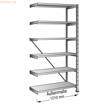 4260035212311 - Industrie- und Lagersteckregal Bodenbreite 1200 mm 6 Böden Anbaufeld mit Tiefe 500 mm