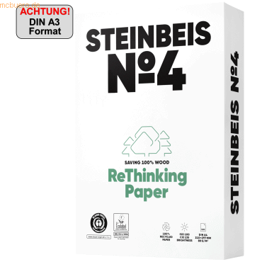 4260074845273 - Steinbeis Evolution No4 DIN A3 Druckerpapier 100% Recycelt 80 g m2 Glatt Weiß 500 Blatt 4260074845273 - Steinbeis Evolution No4 DIN A3 Druckerpapier 100% Recycelt 80 g m2 Glatt Weiß 500 Blatt