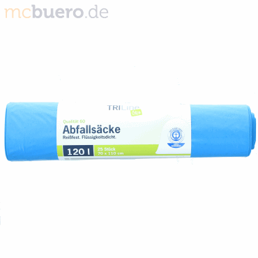 Papyrus Öko-Abfallsäcke Triline 120 Liter 40 g/qm blau VE=25 Stück