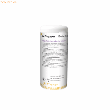 4260181253992 - Dr Deppe Desinfektionstücher Beta Guard 601111 15x18cm 4260181253992 150 Stück 4260181253992 - Dr Deppe Desinfektionstücher Beta Guard 601111 15x18cm 4260181253992 150 Stück