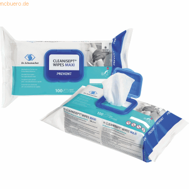 4260241966855 - Dr Schumacher CLEANISEPT WIPES maxi Desinfektionstücher Alkoholfreie Tücher zur Schnelldesinfektion 1 Flowpack = 100 Tücher Format 20 x 22 cm 4260241966855 - Dr Schumacher CLEANISEPT WIPES maxi Desinfektionstücher Alkoholfreie Tücher zur Schnelldesinfektion 1 Flowpack = 100 Tücher Format 20 x 22 cm