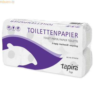 4260339559792 - tapira Toilettenpapier Top 07730750 3lg 250Bl 8x8Rl 4260339559792 GVS Großverbraucherspezialisten 64 Rolle 4260339559792 - tapira Toilettenpapier Top 07730750 3lg 250Bl 8x8Rl 4260339559792 GVS Großverbraucherspezialisten 64 Rolle