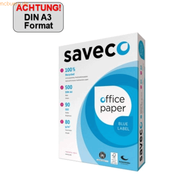 4260496480076 - Recyclingpapier Blue Lable 100000010 A3 80g weiß 90er Weiße 4260496480076 500 Blatt 4260496480076 - Recyclingpapier Blue Lable 100000010 A3 80g weiß 90er Weiße 4260496480076 500 Blatt