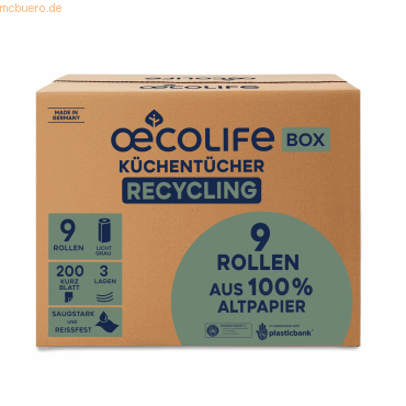 4262419331236 - Küchenrollen OECOLIFE 3299001 3-lagig naturweiß Rolle à 200 4262419331236 9 Rolle 4262419331236 - Küchenrollen OECOLIFE 3299001 3-lagig naturweiß Rolle à 200 4262419331236 9 Rolle