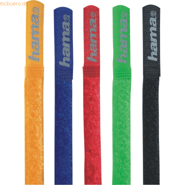 Hama Kabelbinder Klettbinder-Streifen 215mm Nylon farbig VE=5 Stück