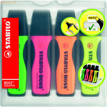 4006381376617 - Textmarker-Set BOSS EXECUTIVE 73 4 Etui 4-farbig sortiert 2-5mm Keilspitze 4006381376617 4 Stück